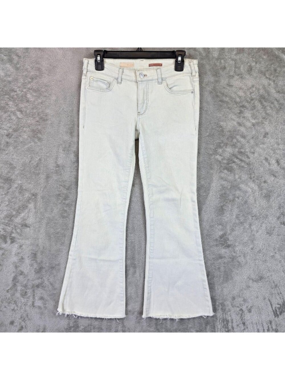 Pilcro Slim Flare Jeans Womens 26 Light Wash Low Rise Frayed Hem Stretch Denim